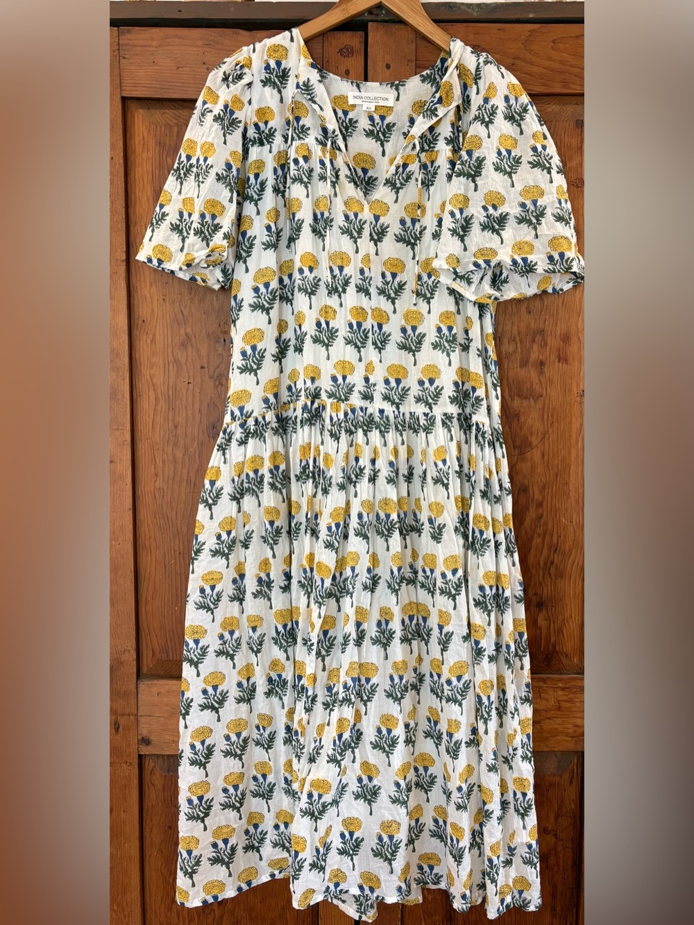 Emerson Fry White Floral Print Midi Dress with Yellow Blooms